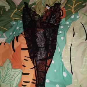 Women's Black Lace see through Bodysuit